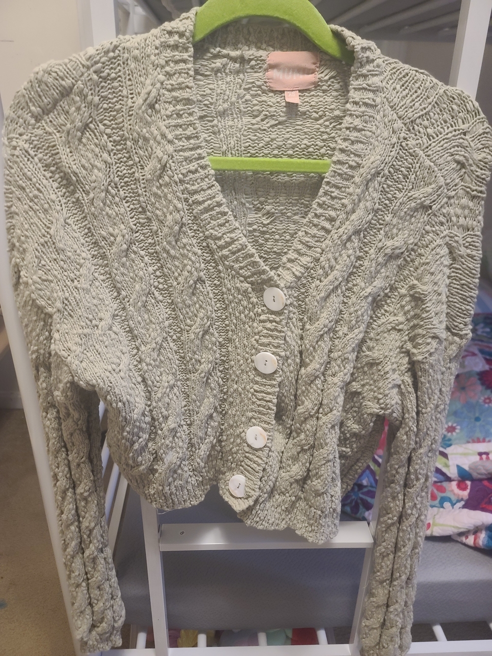 Show Me Your MuMu Sage Green Cable Knit Button Cardigan